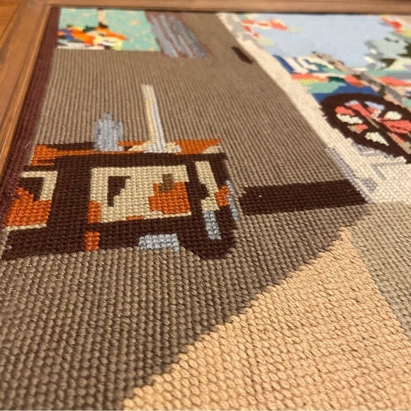 Vintage framed embroidered‎ wall art  work - Picture 4 of 15